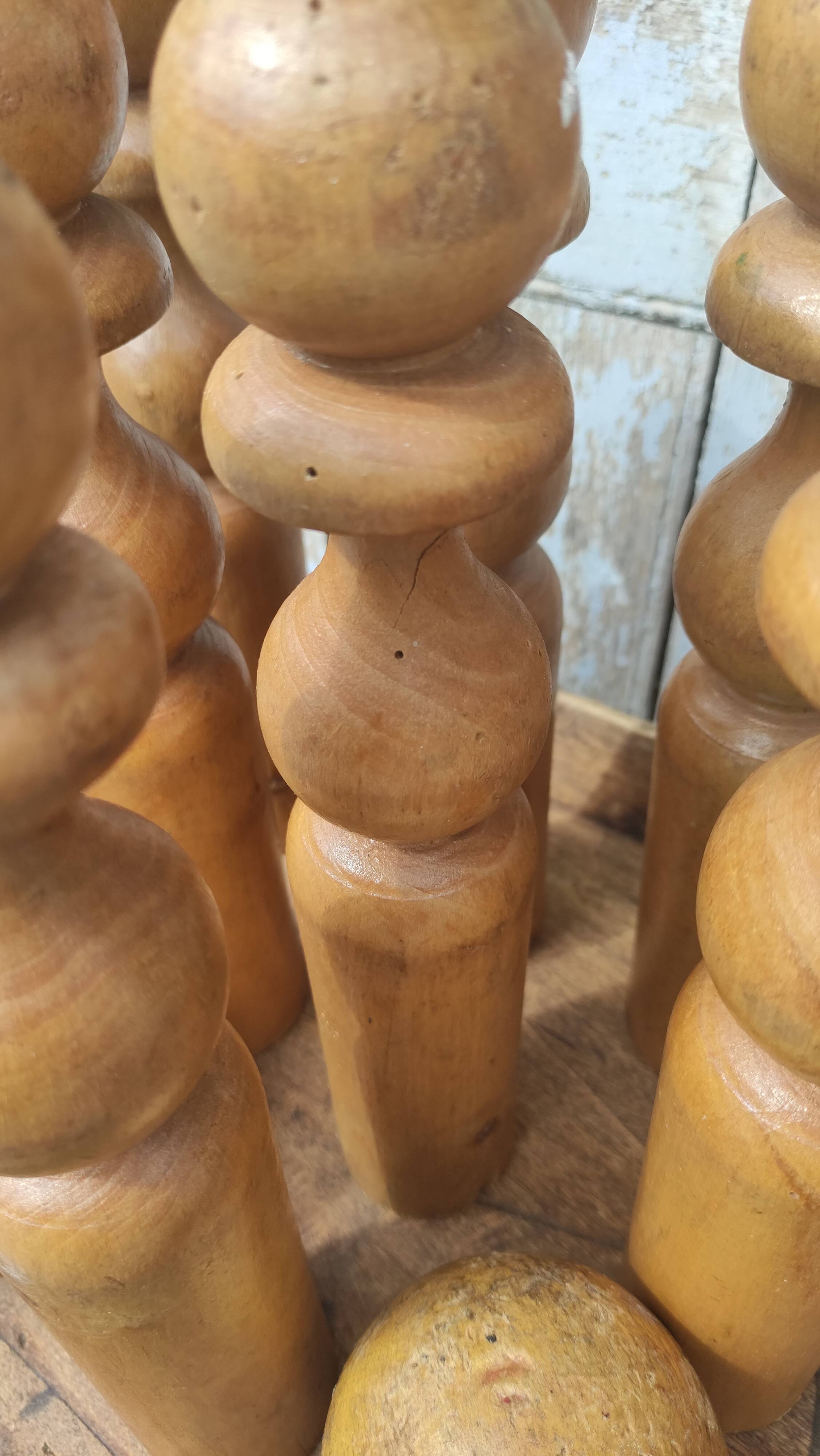 Old vintage wooden bowling game