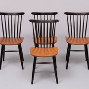 Set of 4 spindle back dining chairs 1960s holland