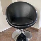 swivel faux leather armchair with chrome legs