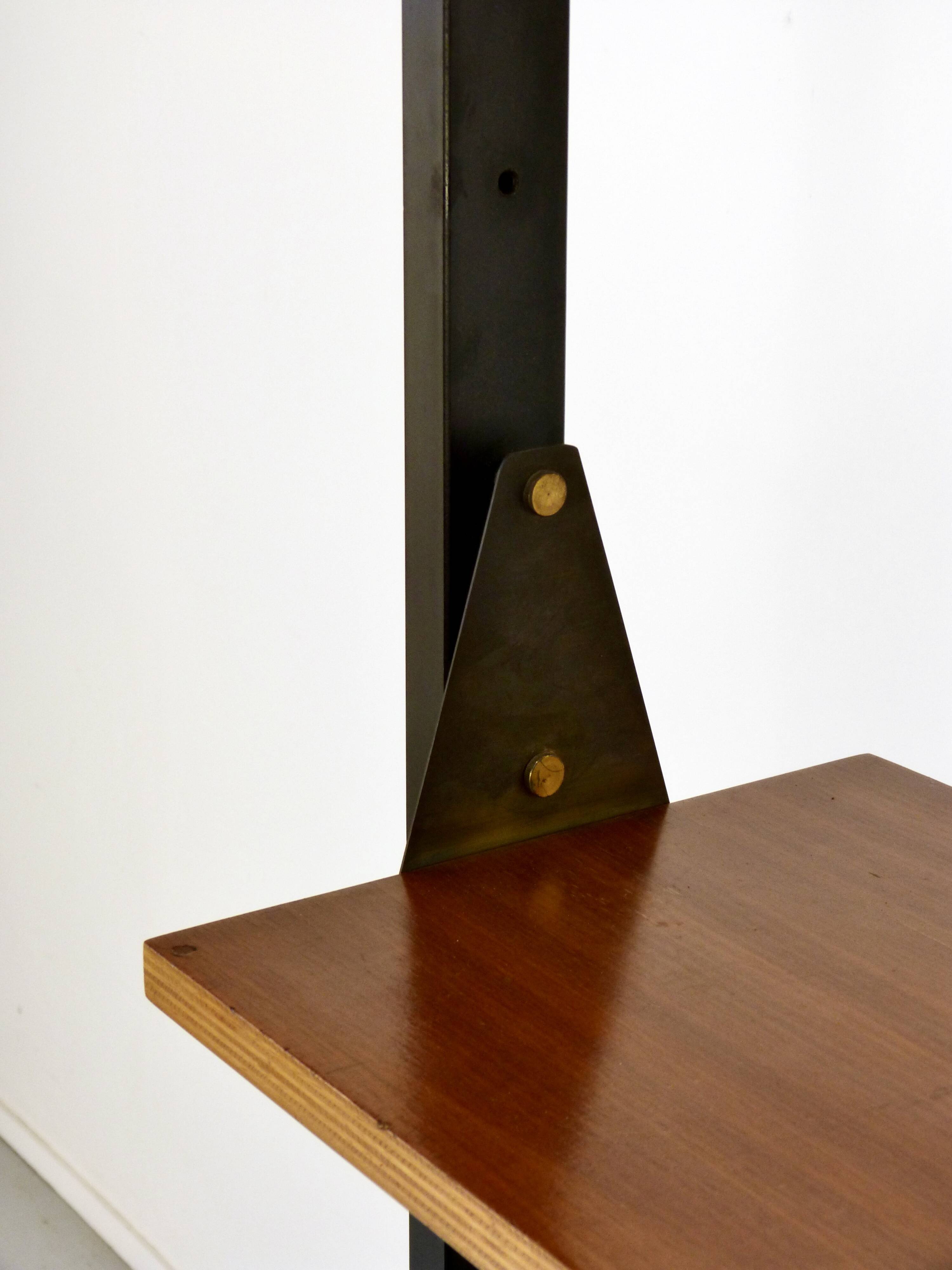 Mid-Century Modern Italian Freestanding Teak and Steel Modular Bookshelf,