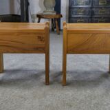 Pair of elm bedside tables for maison regain 1970s