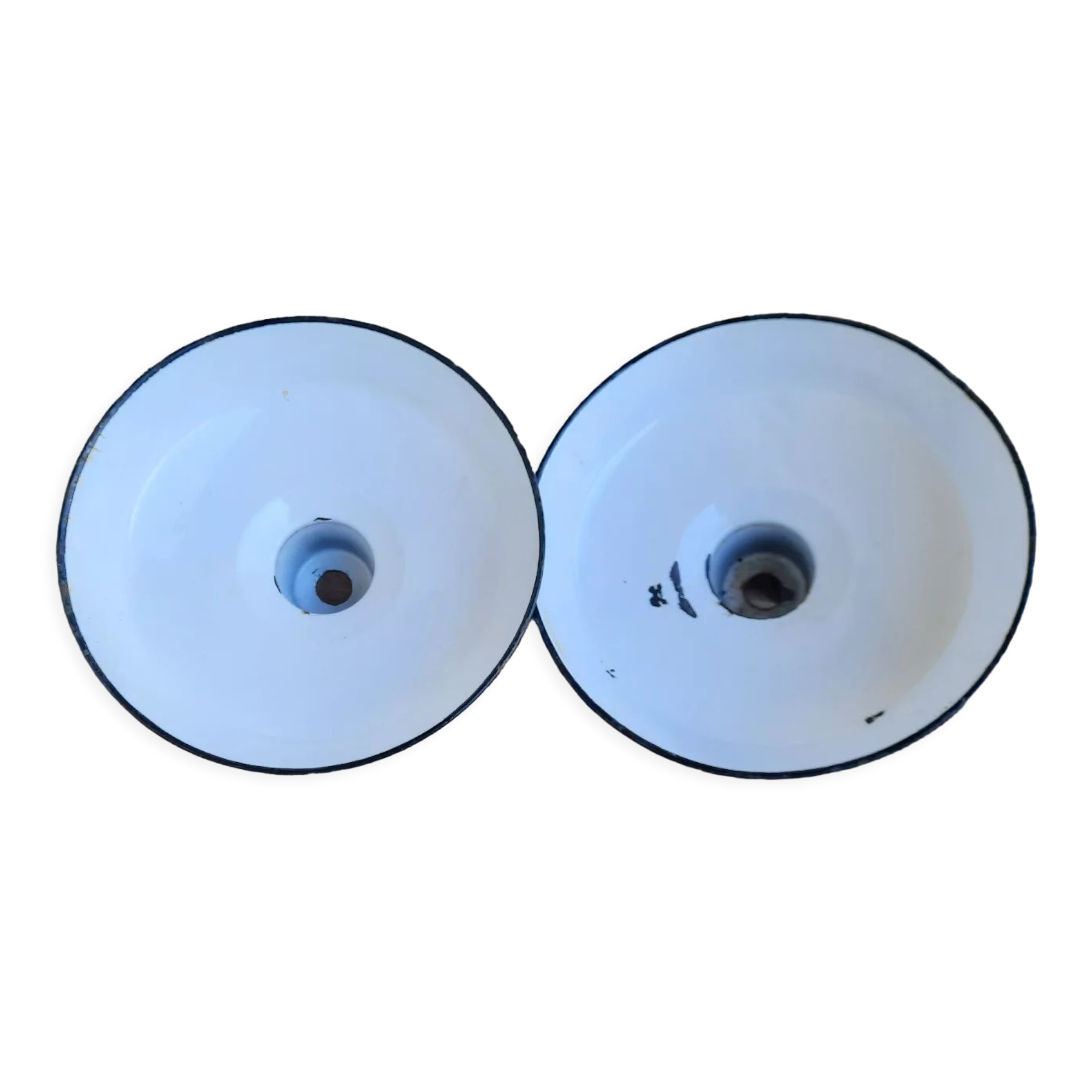 Set of 3 enamelled metal lampshades