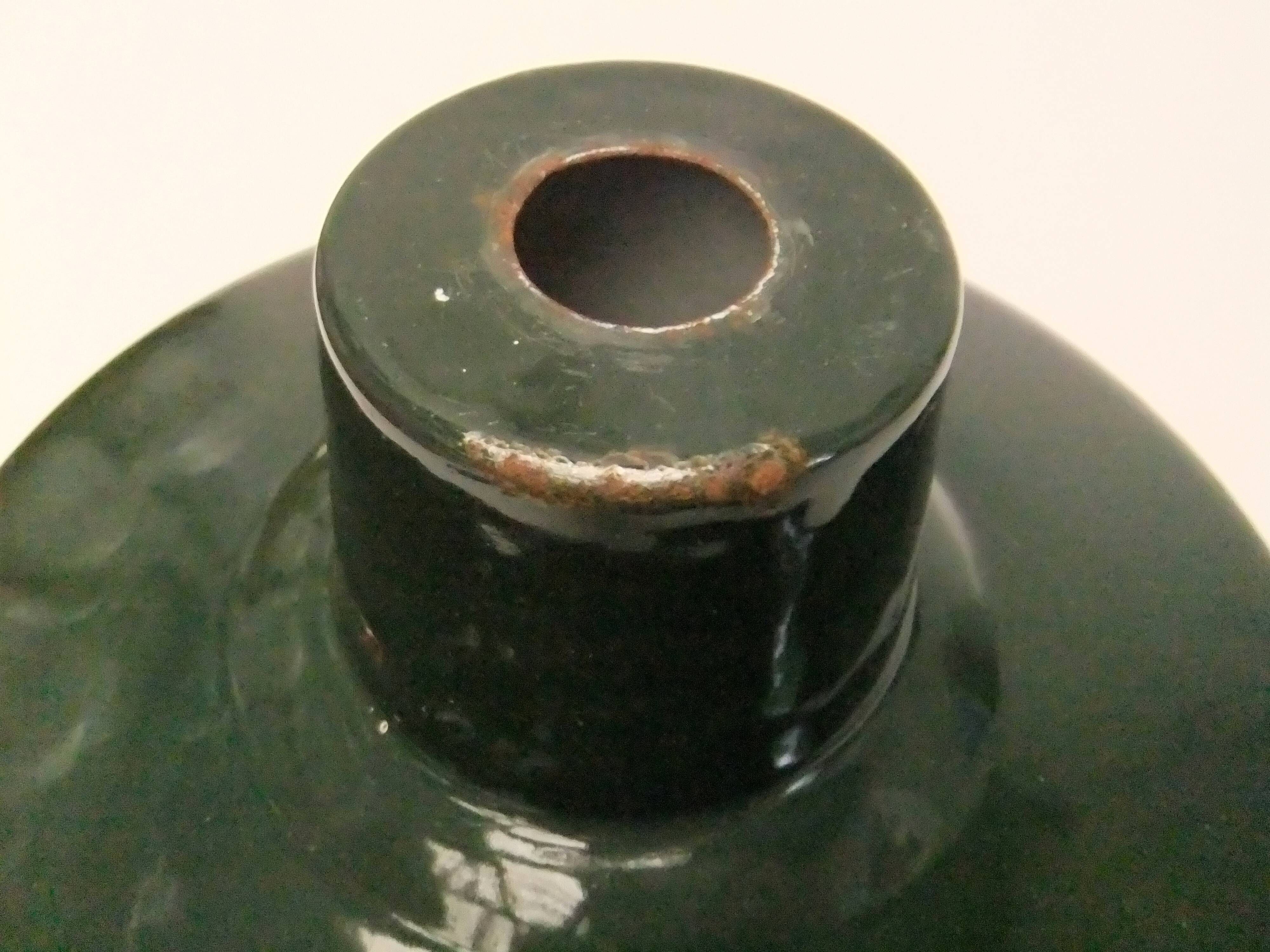 Old Industrial Enameled Sheet Metal Lampshade Bottle Green Pendant Chandelier