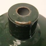 Ancien Abat jour en tôle émaillée industriel vert bouteille suspension lustre