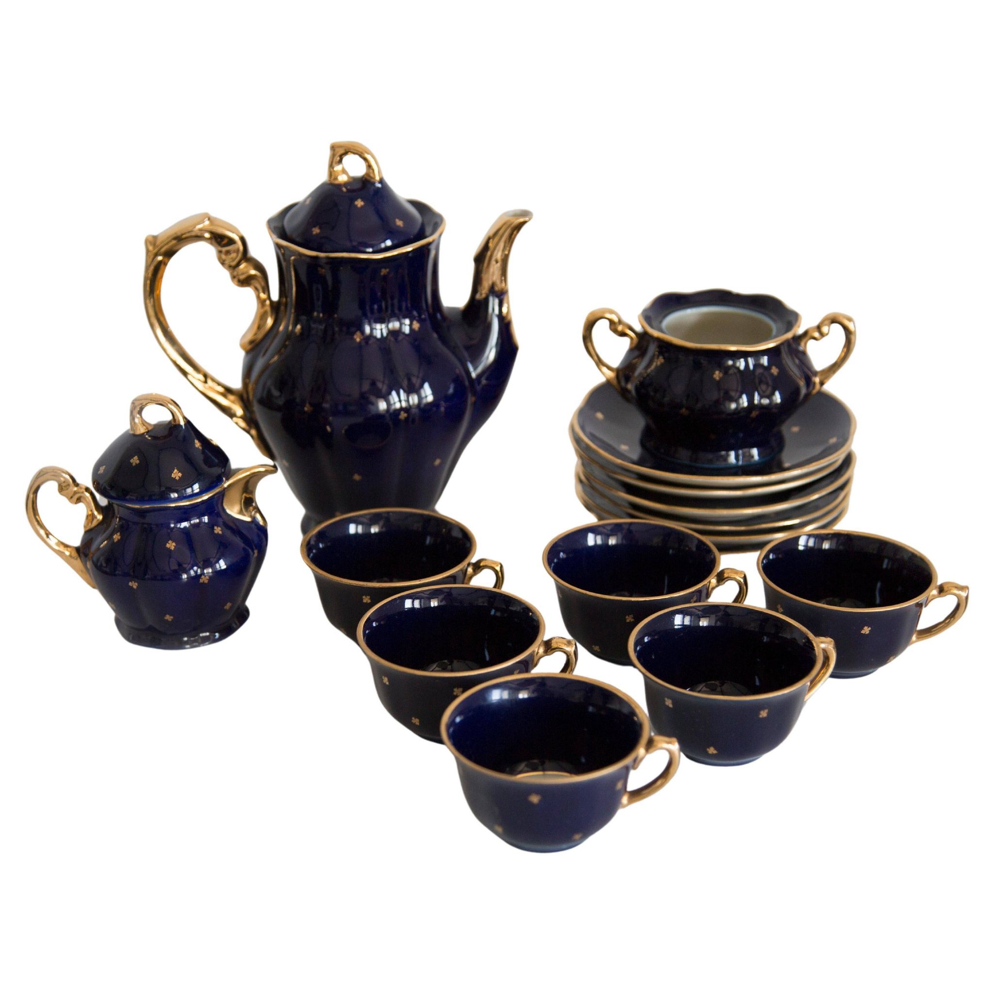 Painted porcelain tea and coffee service, mid-20th century, Poland, 1960.