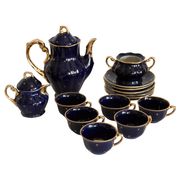 Painted porcelain tea and coffee service, mid-20th century, Poland, 1960.