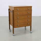 Vintage Chest of Drawers /Nightstand on Wheels, 1960s
