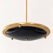 Vintage suspension in gilded brass and black lacquer – Sculptural design from the 70s