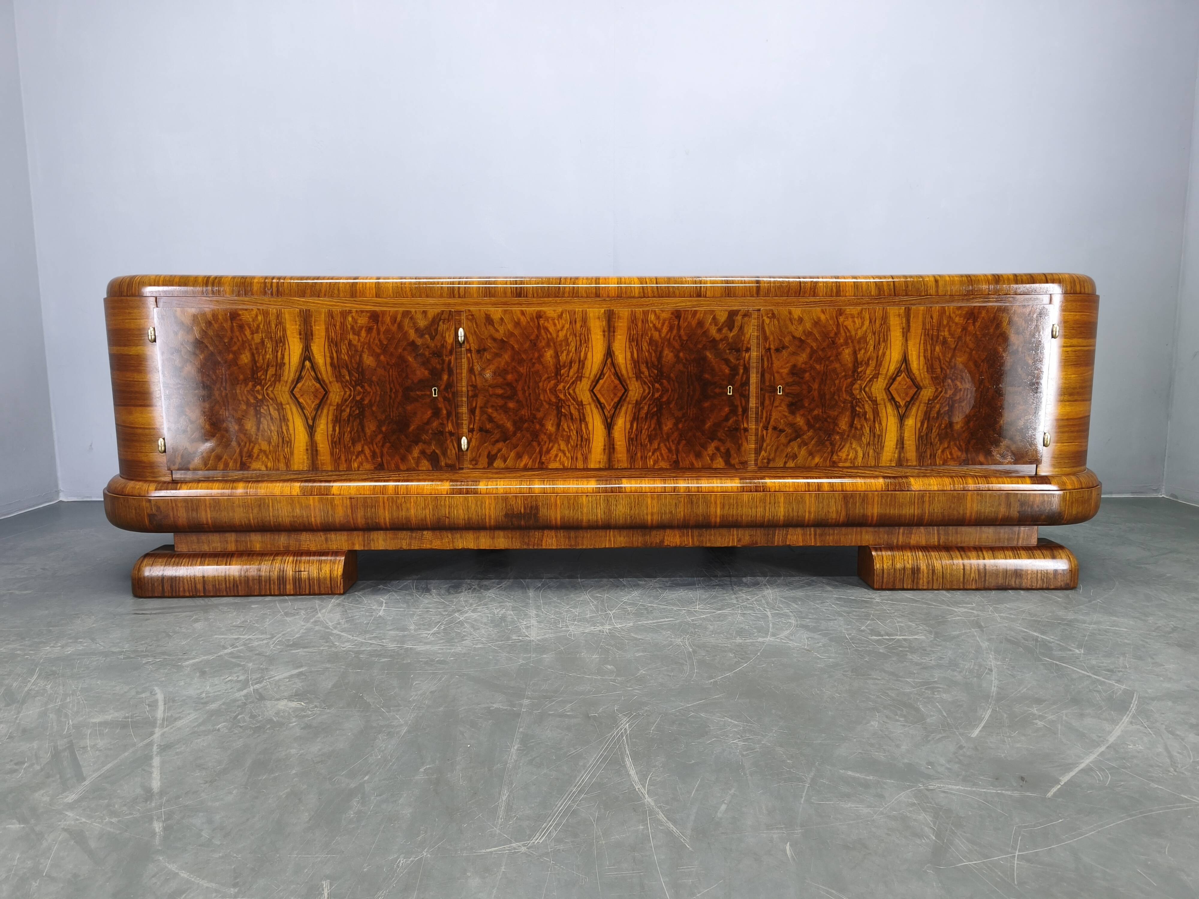 Art Deco Walnut Sideboard, Czechoslovakia, 1930s