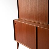 Danish vintage sideboard with drop-down door and sliding panels