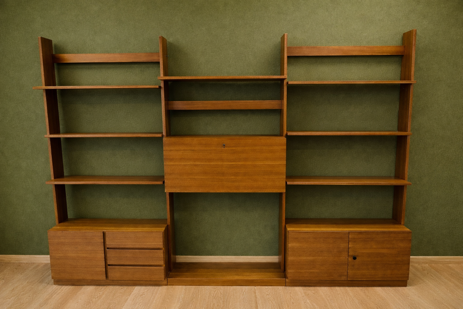 1960s Teak Composable Wall Shelf Library