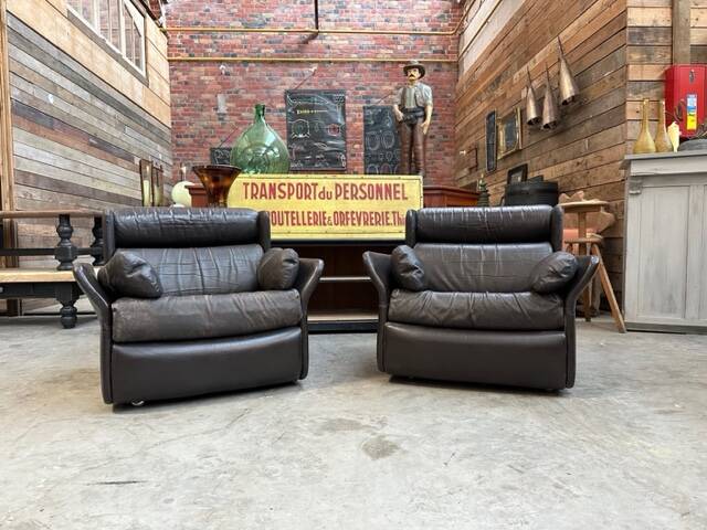Ensemble de salon en cuir années 80