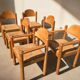 Set of 6 Padova oak chairs with paper cord by Hank Lowenstein, Italy.