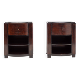 Set of Art Deco nightstands in dark wood