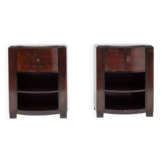 Set of Art Deco nightstands in dark wood