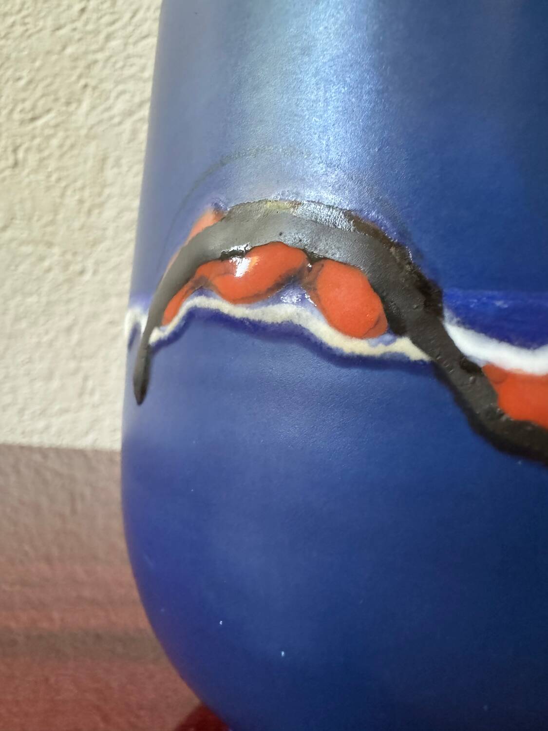 Blue ceramic flowerpot from the 60s