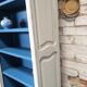 Old bookcase gray & blue wood mouldings