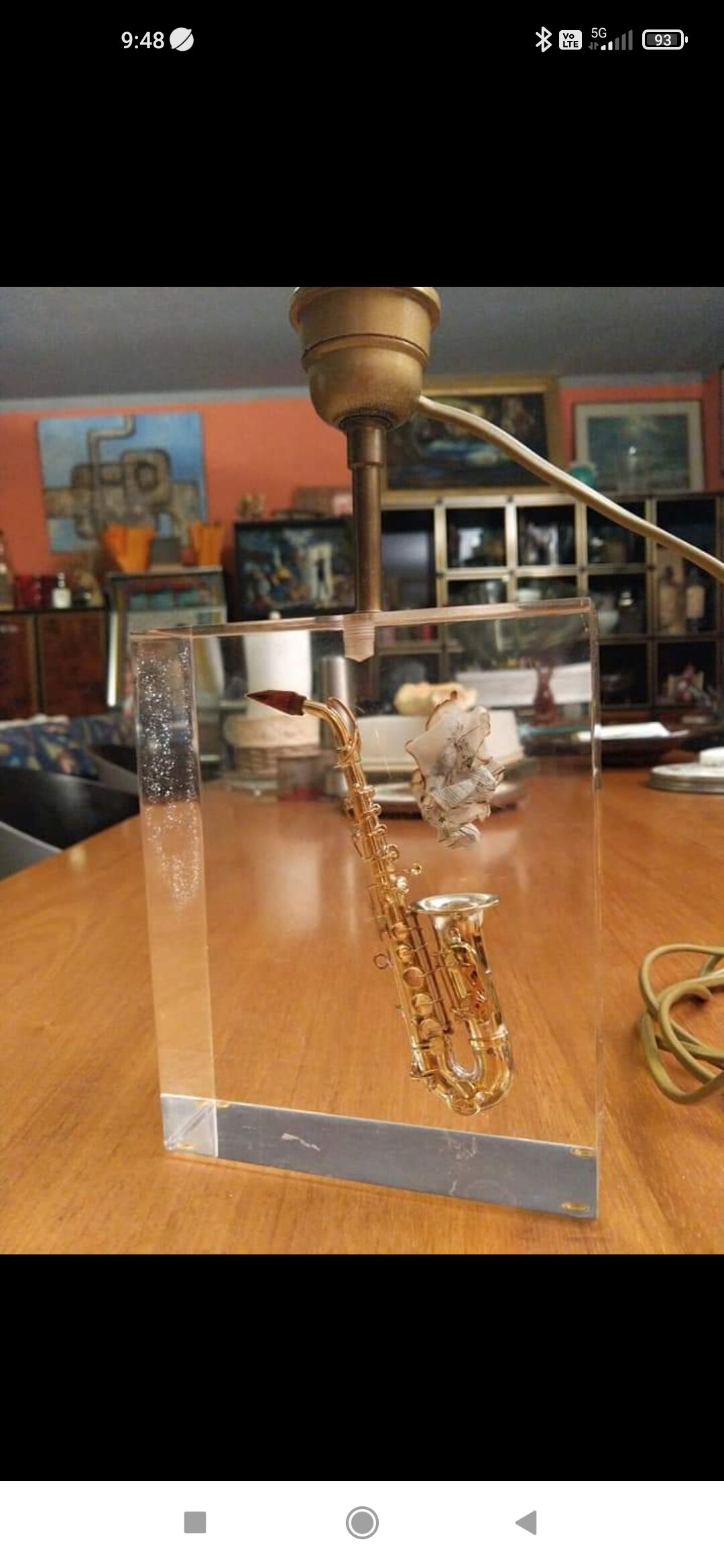 Fractal resin lamp base with inclusion by Pierre Giraudon circa 1970