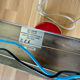 Designer pendant light with 3 red and chrome spots