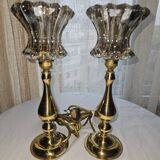 BHS brass lamp with crystal lampshade