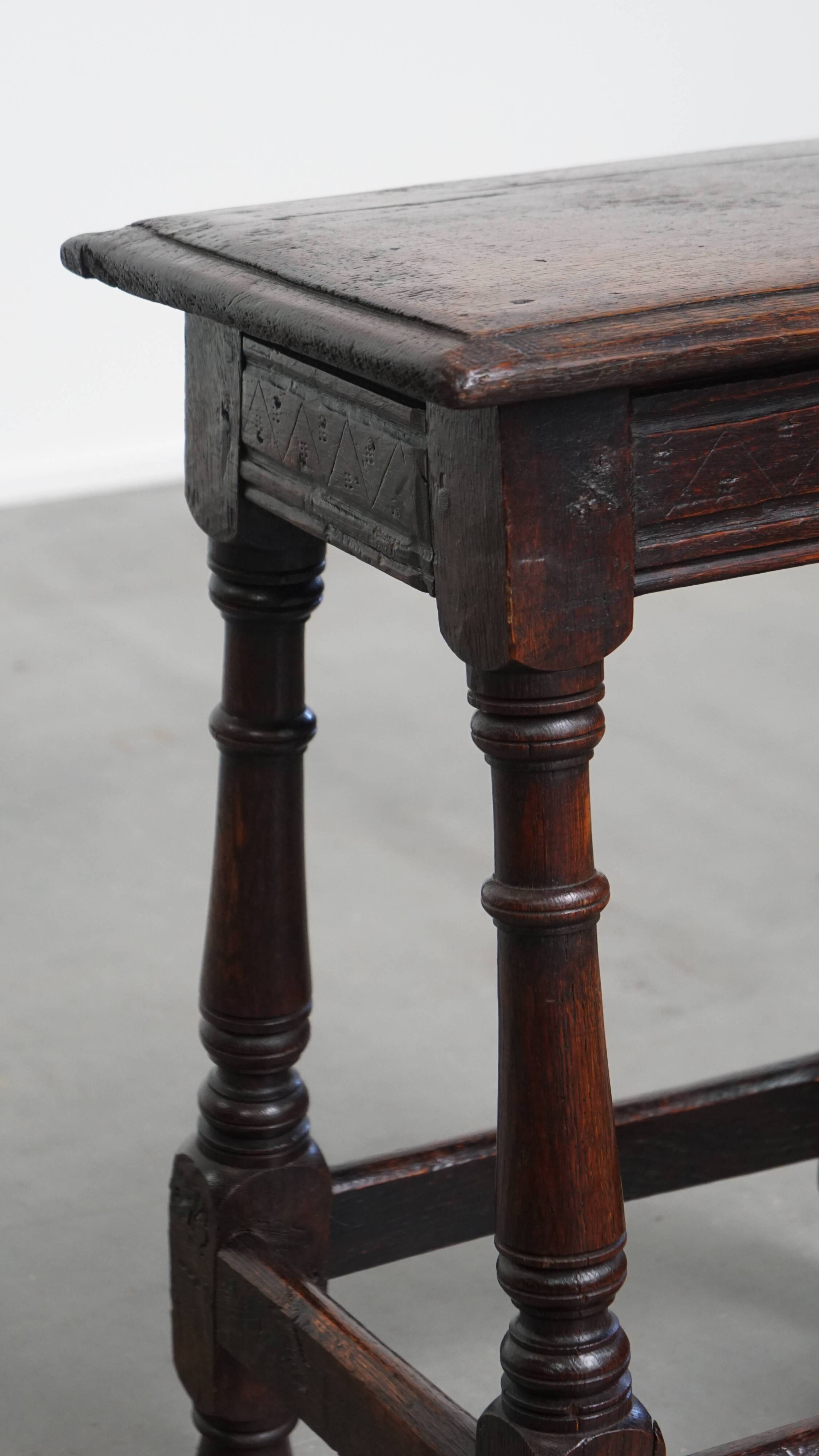 Antique English Oak Joint Stool / Stool from the 17th Century