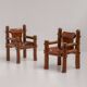 Brutalist Armchairs in Saddle Leather, Hungary, 1970s