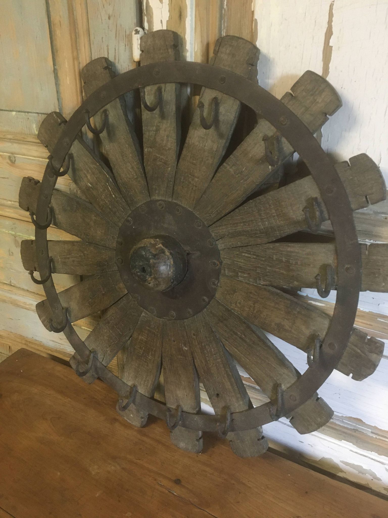 Roue porte clés ou autre en bois métal