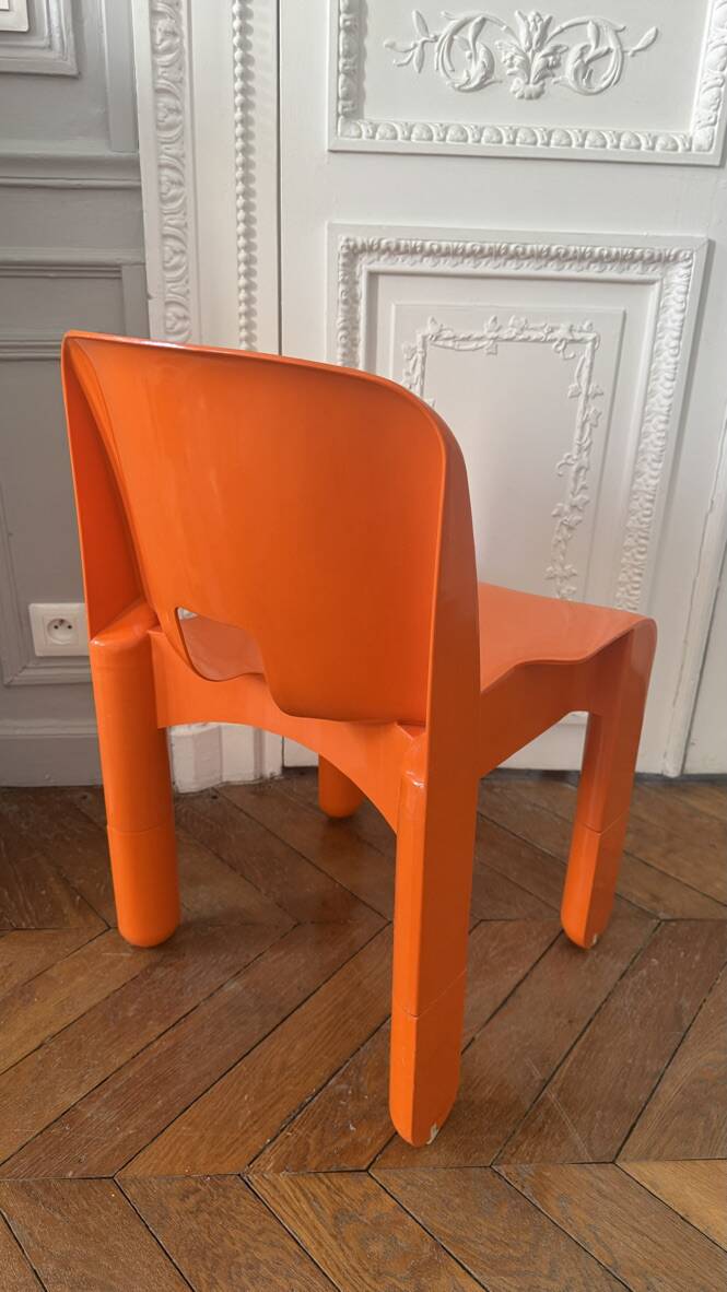 Vintage 1970 Joe Colombo 860 861 Kartell chair bright orange