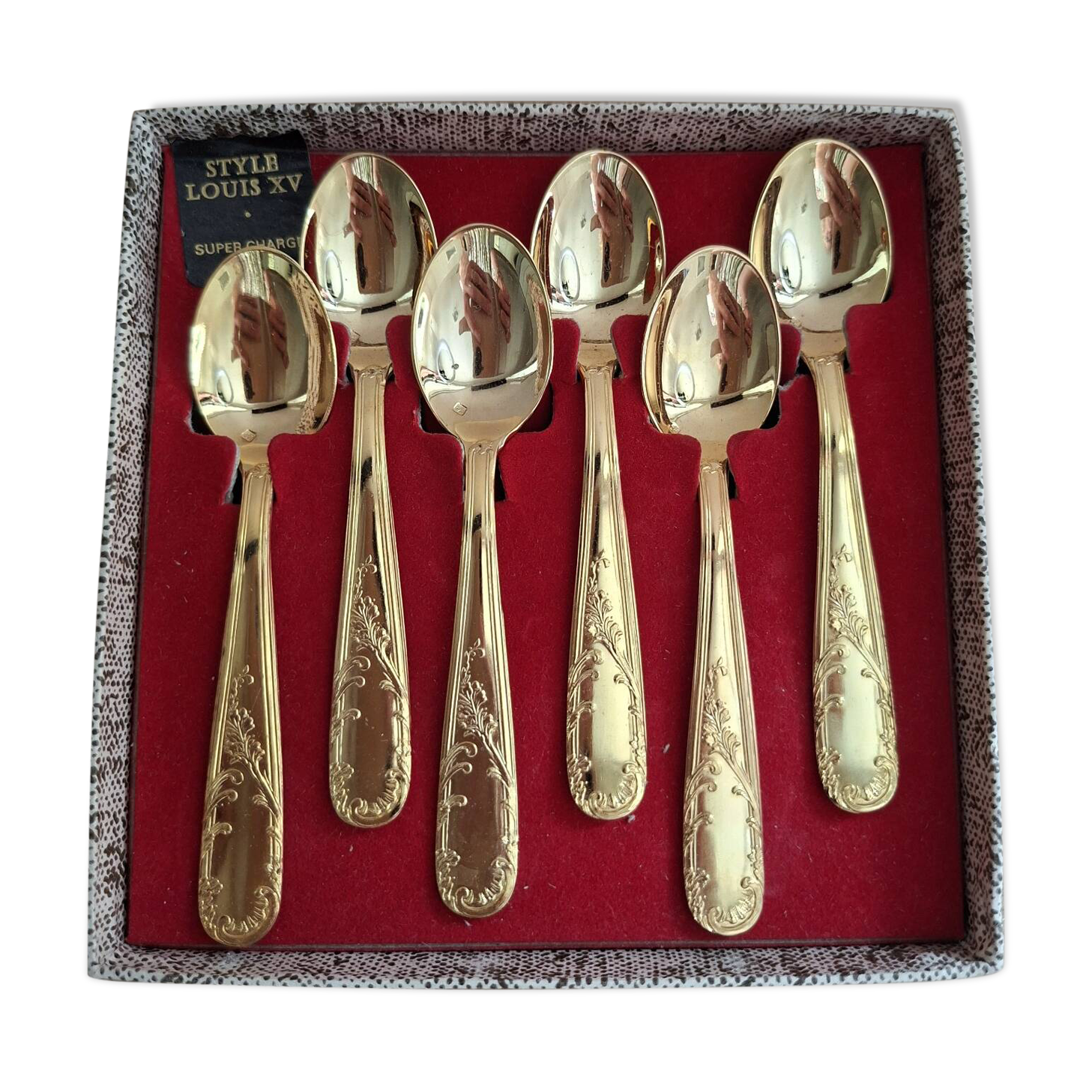 Box of 6 gold-plated coffee spoons