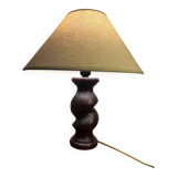 Solid turned wood foot lamp with lampshade