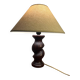 Solid turned wood foot lamp with lampshade