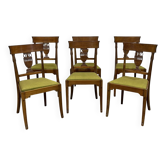 Set of 6 Directoire style cherry wood chairs, 1960s.
