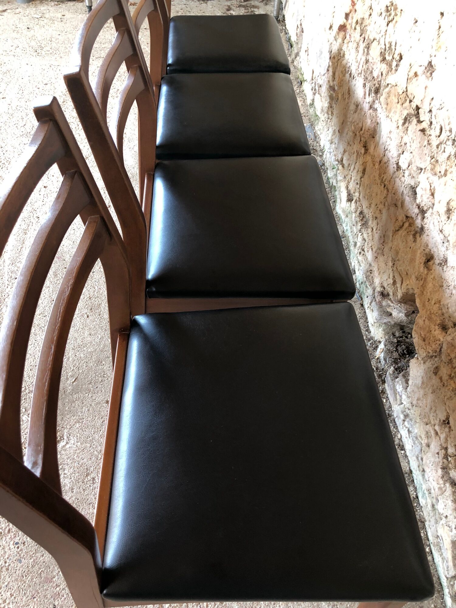 Set of 4 Scandinavian chairs teak and black skai 60s