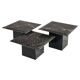 Set of 3 marble and lacquer coffee tables, 1970s.