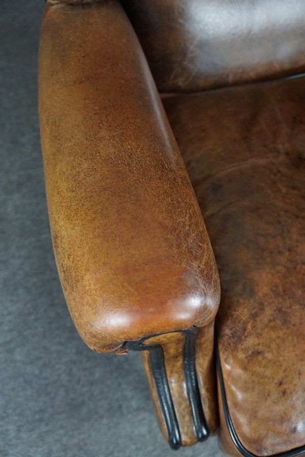 Brown sheepskin armchair