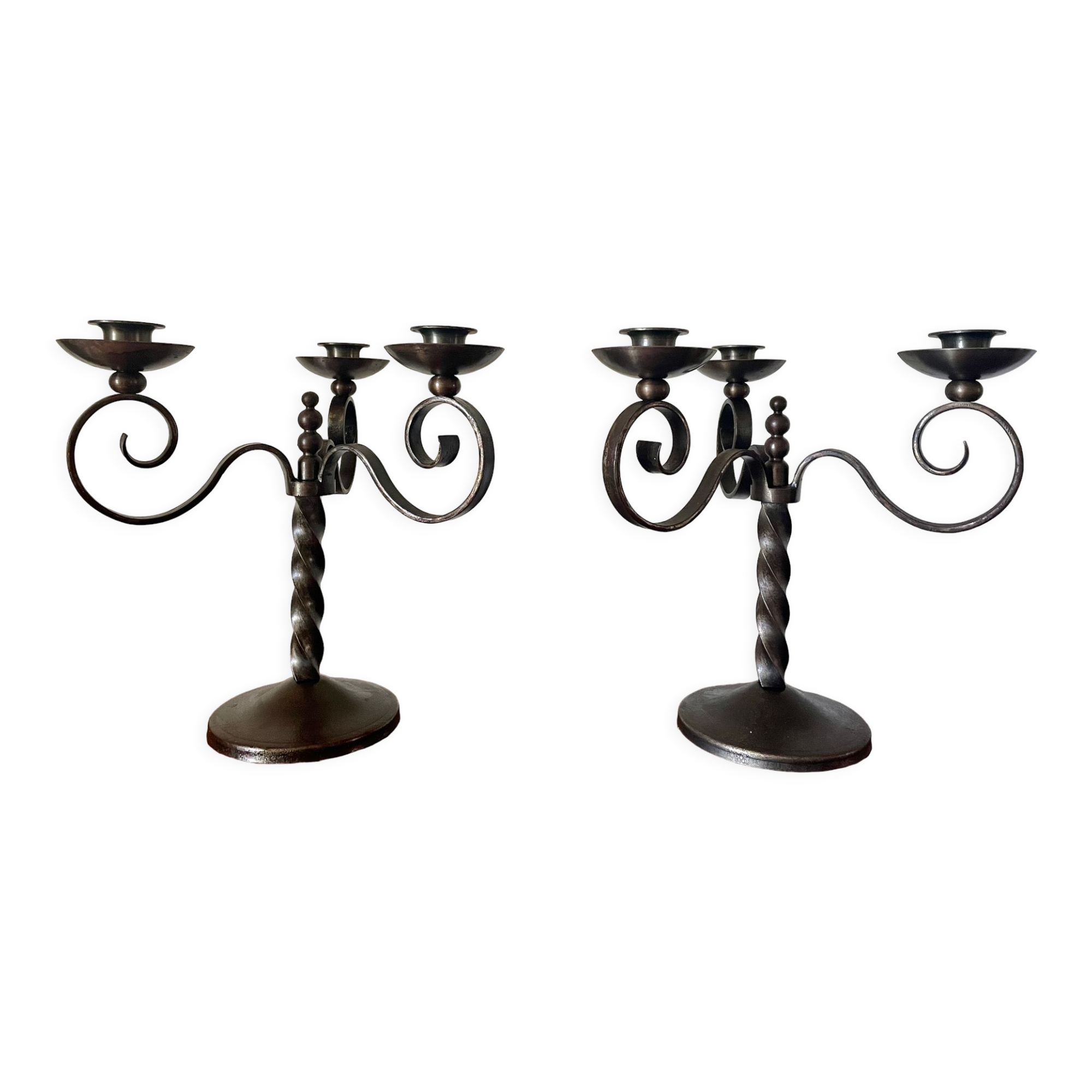 Pair of brutalist candelabra by Charles Piguet 1930