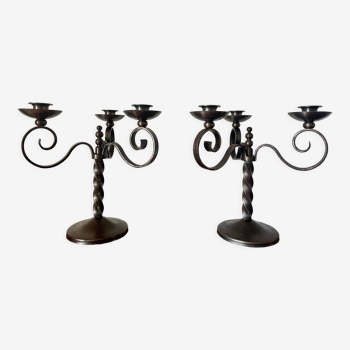 Pair of brutalist candelabras Charles Piguet 1930