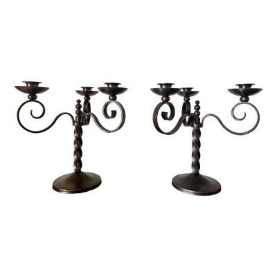 Paire de candélabres brutalistes Charles Piguet 1930