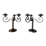 Pair of brutalist candelabras Charles Piguet 1930
