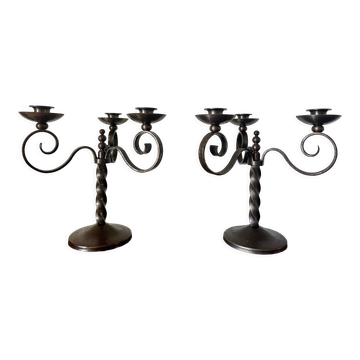 Pair of brutalist candelabra by Charles Piguet 1930