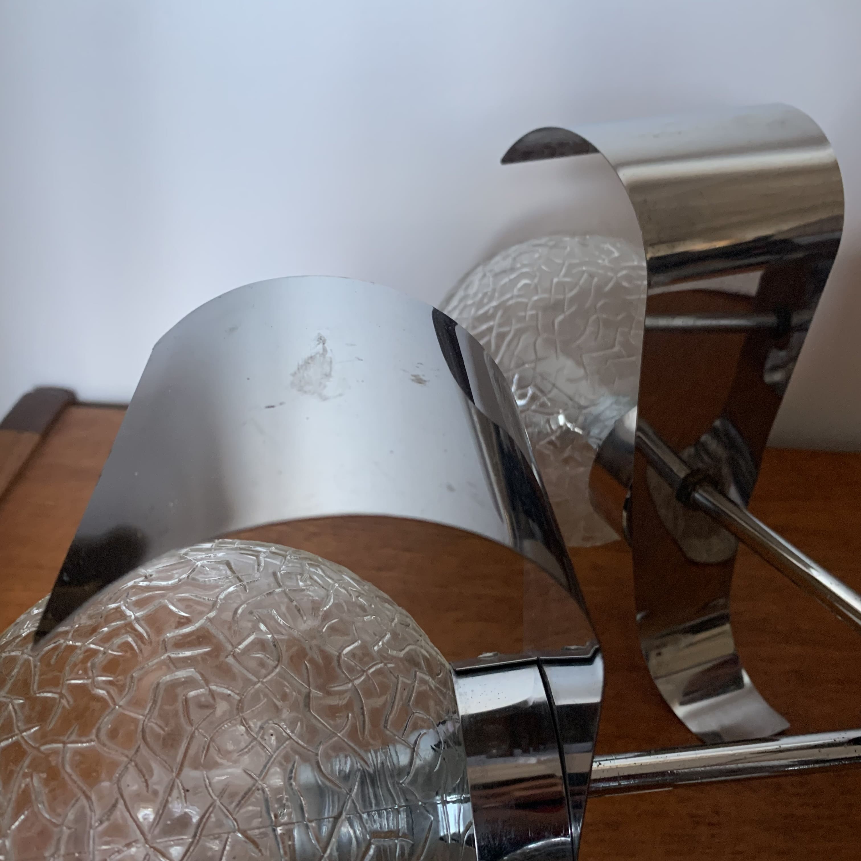 Vintage suspension 5 lights, glass and chrome