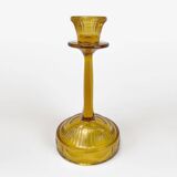Art Deco amber glass candle holder