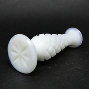 Latticino mid-century modern vase, white glass, Ząbkowice, Poland, 1970s
