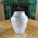 Small art deco vase white frosted glass and translucent