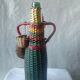 Bottle scoubidou and wicker years 1970 vintage
