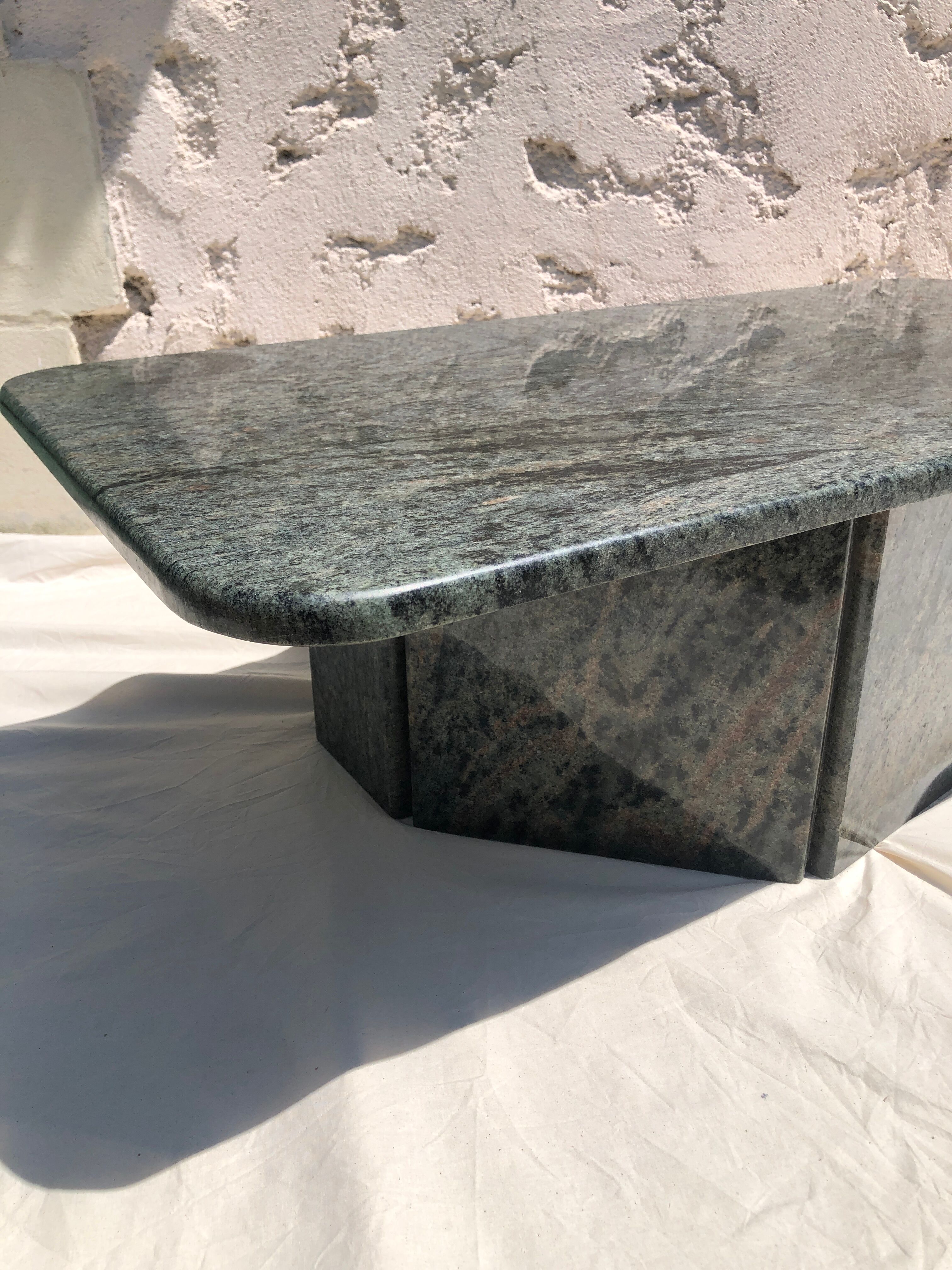 Coffee table in gray green marble