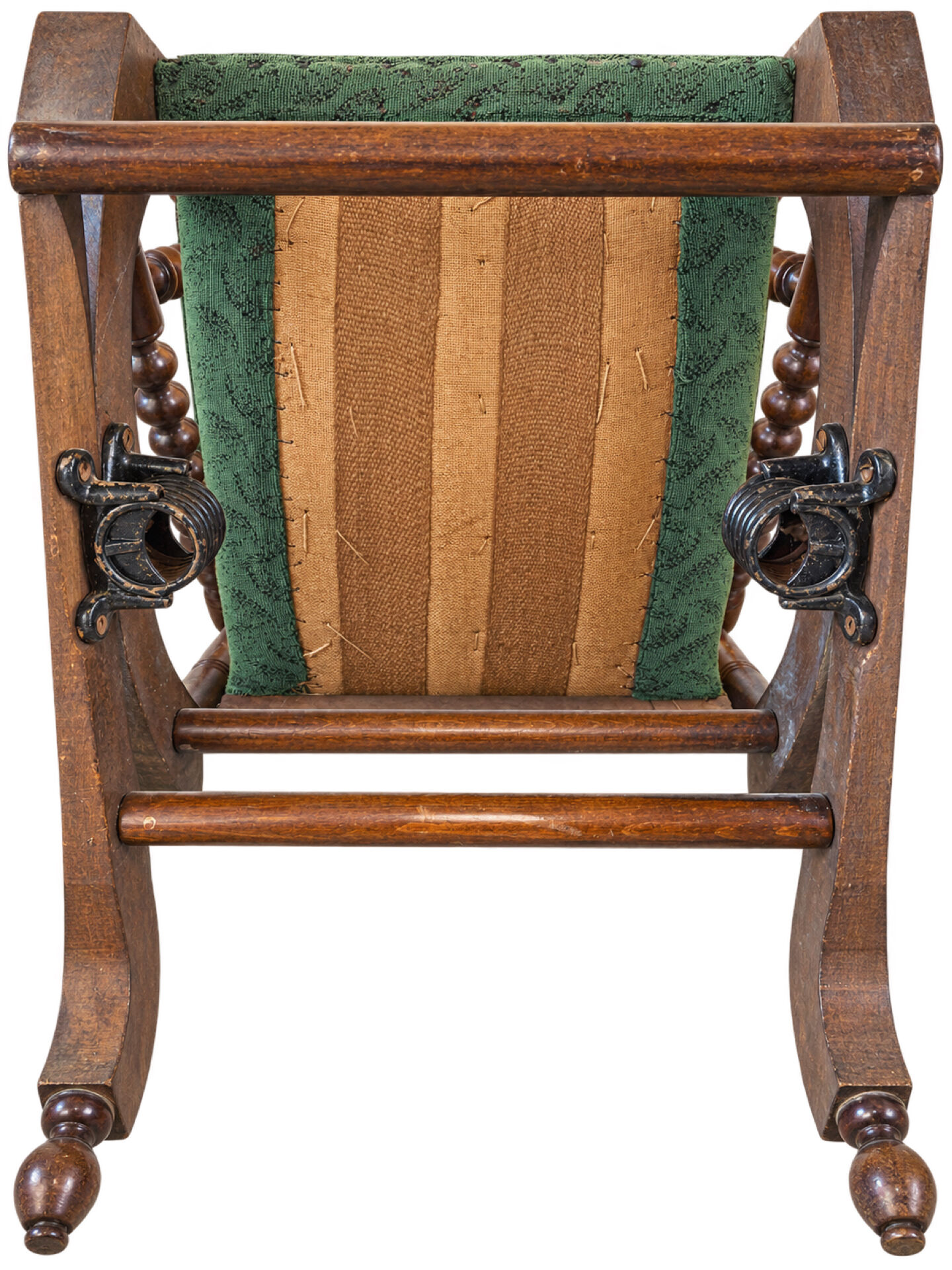 Chaise berçante victorienne antique avec mécanisme à ressort, c. 188