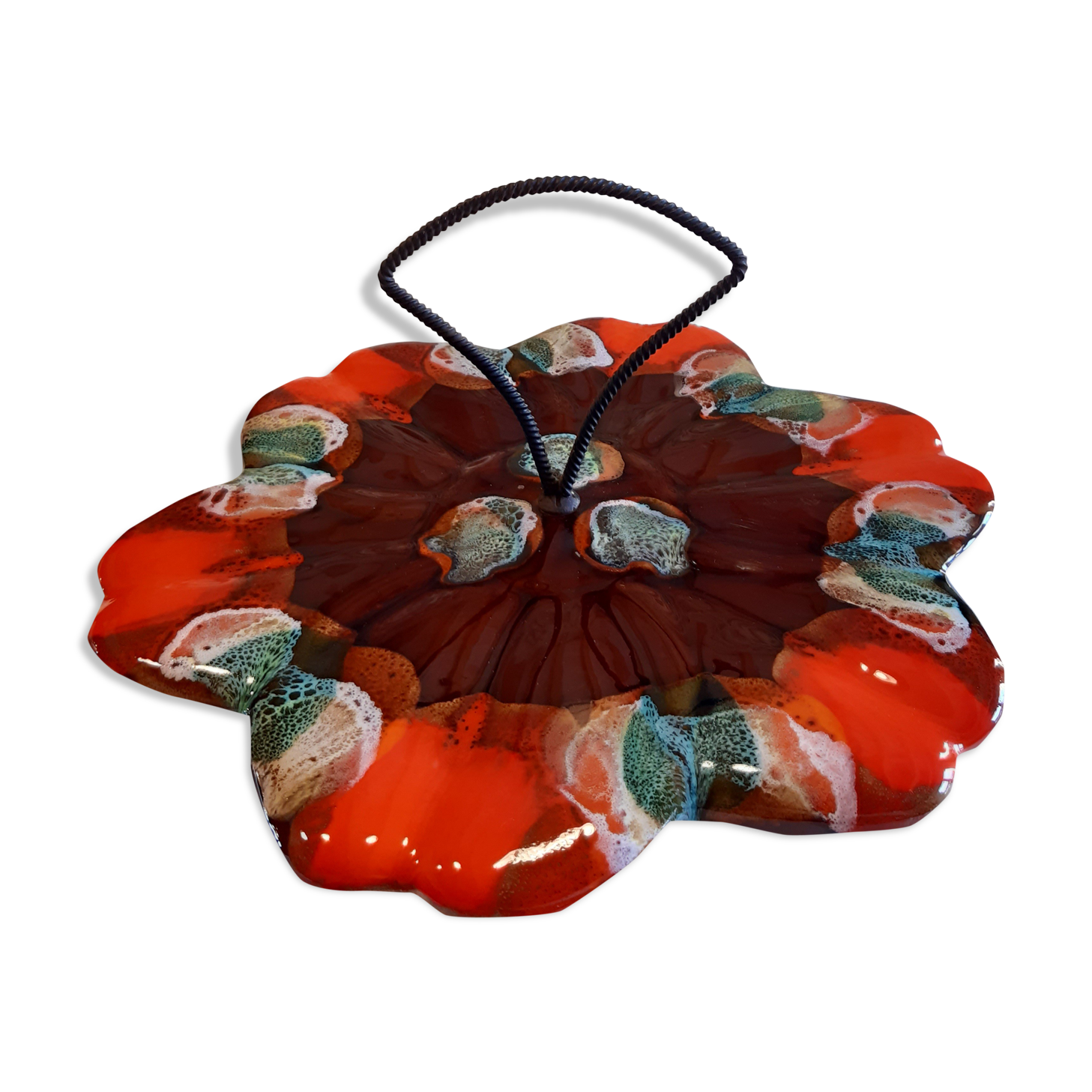 Plateau Vallauris orange & turquoise