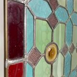Pair of 1900 polychrome stained glass windows