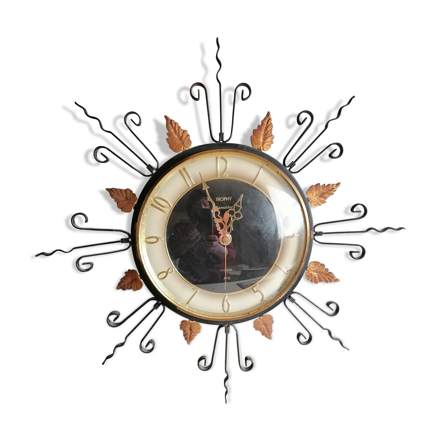 Wrought iron trophy wall hanging in office 1960